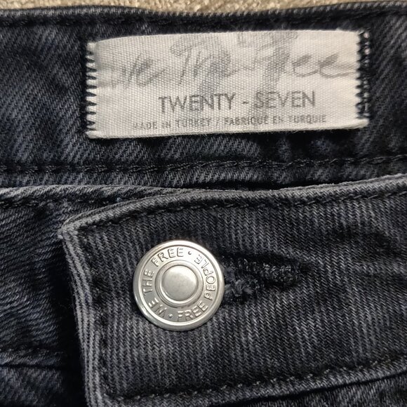 We The Free Free People Black Lasso High Rise Destroyed Jeans SIZE 27 - Picture 5 of 7